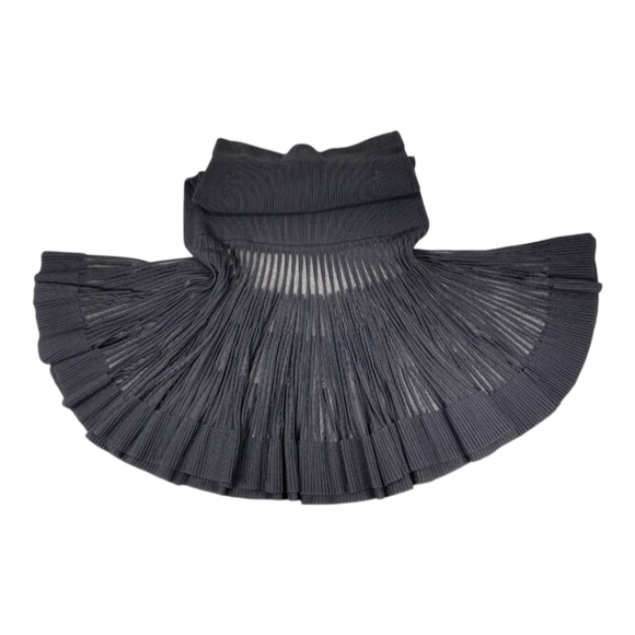 Reiss TillyWomens Long Skirt Black Knitted Sheer Flared Midi Ribbed Size Large - Picture 10 of 12